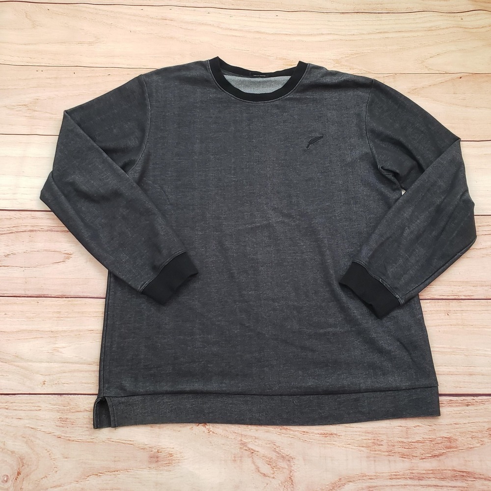 Publish Sweater Mens Medium Black Gray Crewneck Pullover Long Sleeve Casual Soft